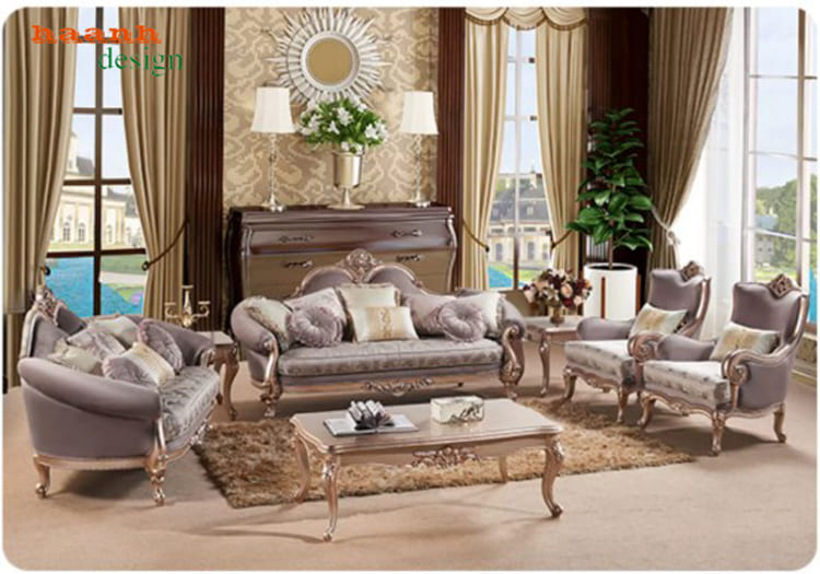 Bộ sofa tân cổ điển châu Âu sang trọng cho phòng khách - SFC 011