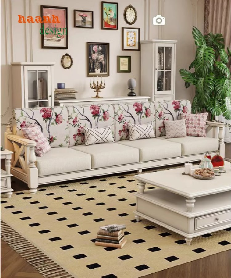 Khám phá vẻ đẹp của sofa gỗ tân cổ điển phòng khách-FSC 008