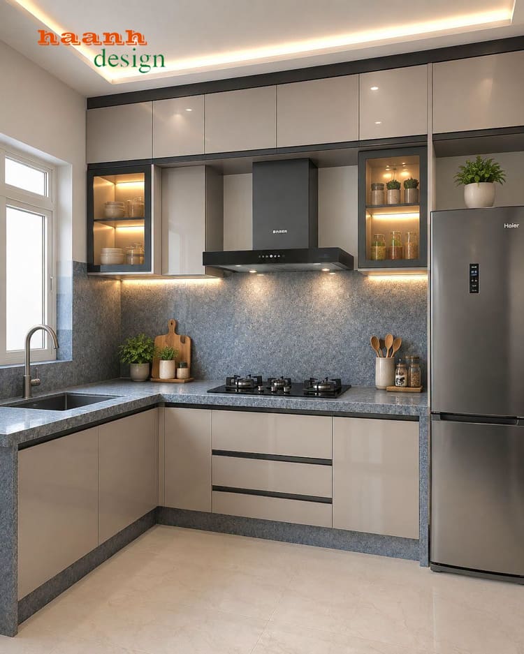 Tủ bếp gỗ công nghiệp hiện đại nhiều màu - TBC 006