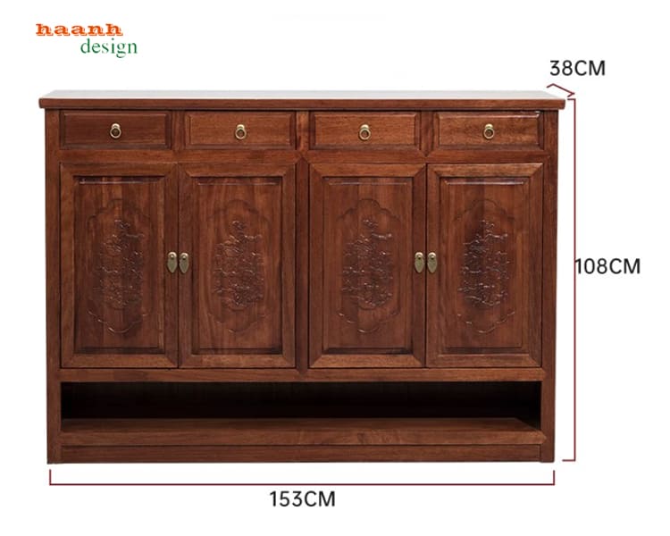 Kích thước 153 x 38 x 108 cm Kích thước tủ giầy dép giả cổ rộng 153 cm sâu 38 cm cao 108 cm