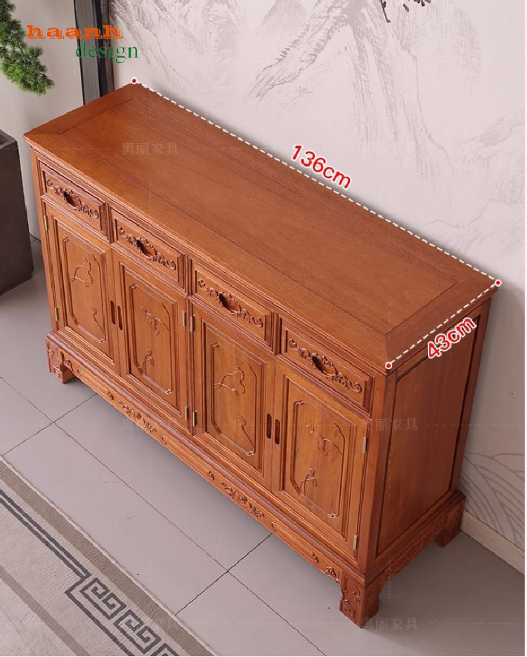 mẫu tủ giày gỗ tự nhiên đẹp trong nội thất truyền thống