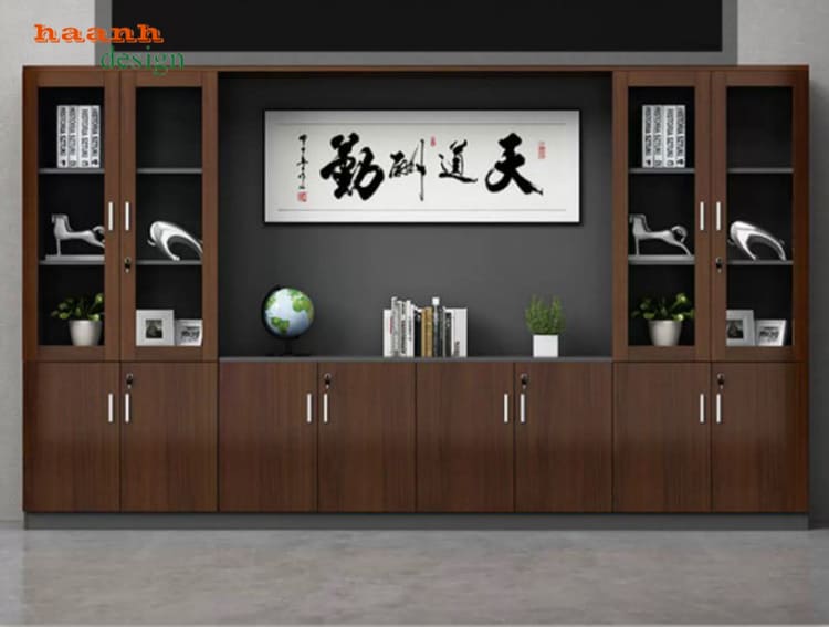 Tủ hồ sơ gỗ công nghiệp cánh kính nhiều kiểu dáng - THS 013