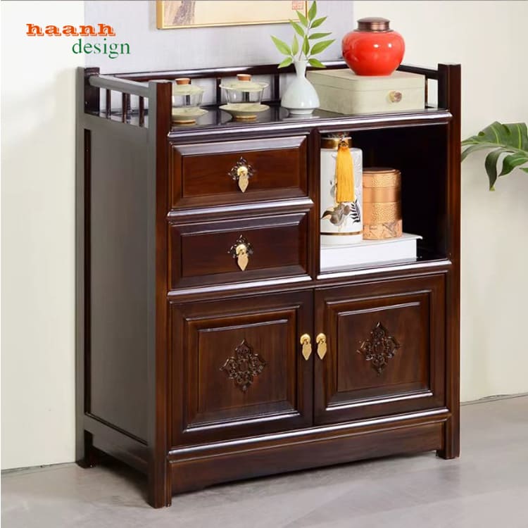 Tủ để đồ trong bếp gỗ sồi tự nhiên đẹp