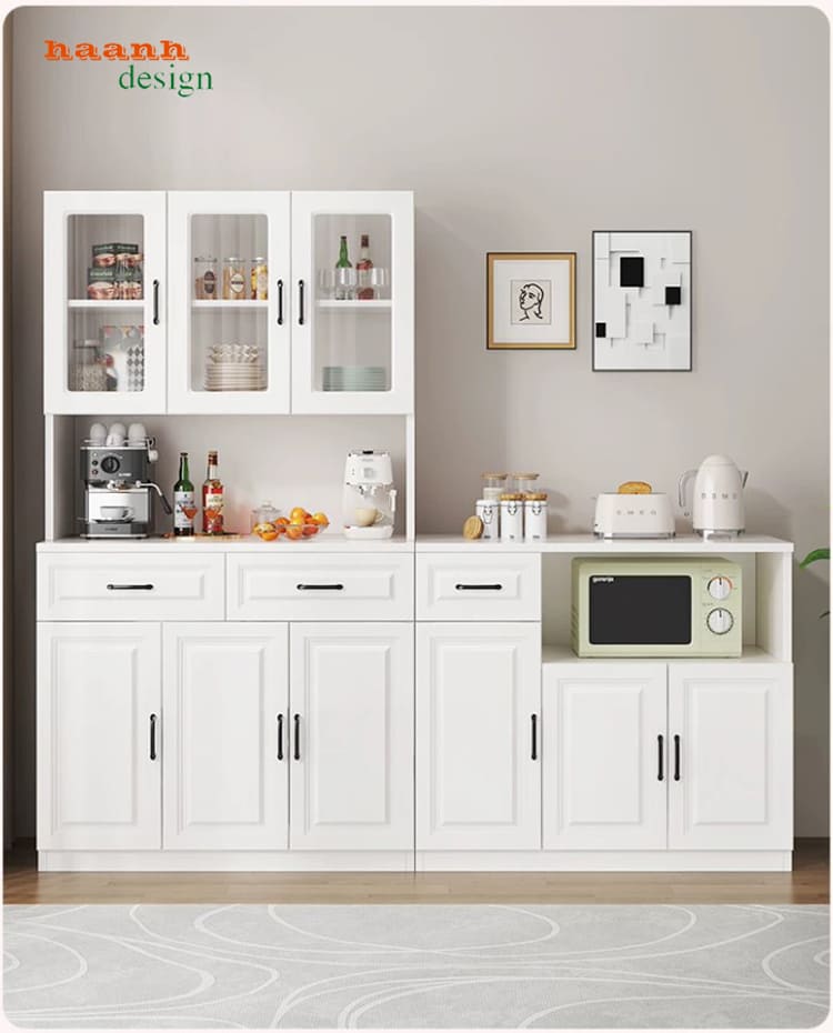 Phương &aacute;n tủ TDN 006 mở rộng mặt b&agrave;n v&agrave; khoang chứa