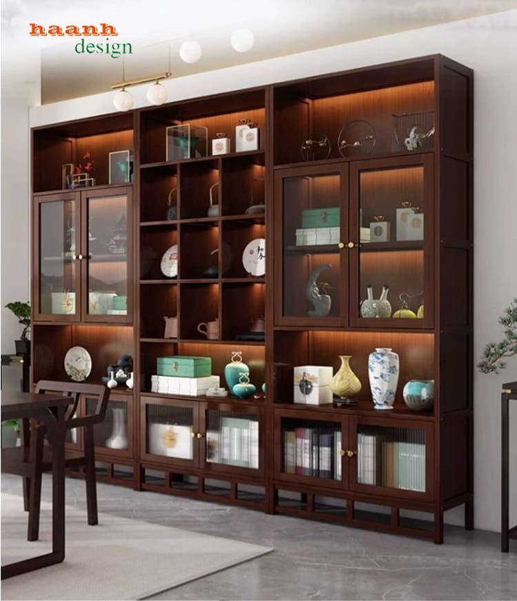 Tủ trang trí phòng khách mô-đun cánh kính - TPK 018