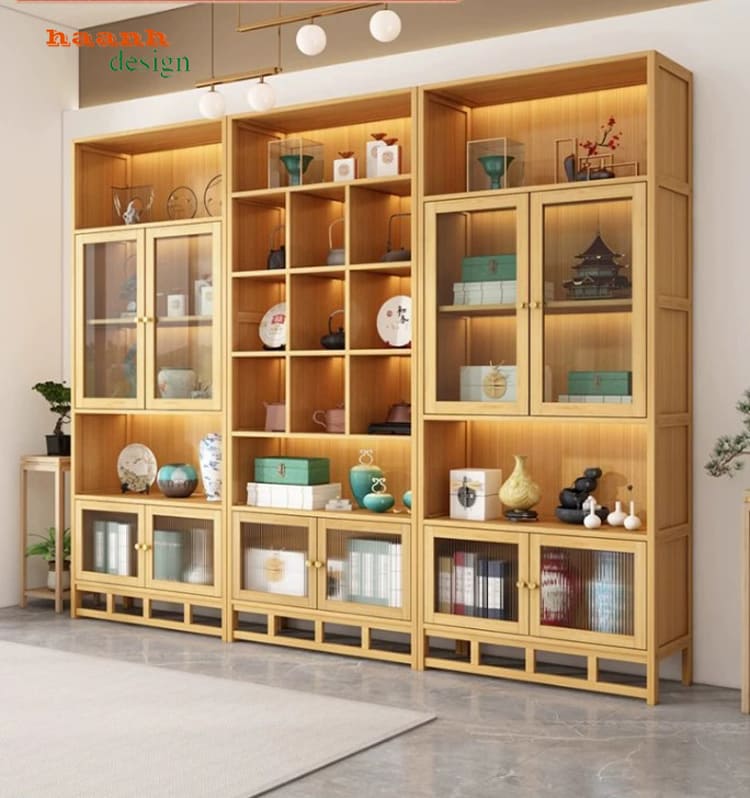 Phối cảnh TPK 018 màu sáng Tổ hợp tủ TPK 018 màu vân gỗ sáng