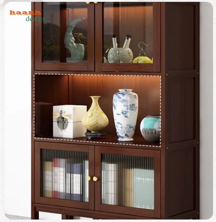 Chi tiết khoang giữa và tủ dưới TPK 018 Chi tiết khoang trưng bày và phần tủ thấp TPK 018