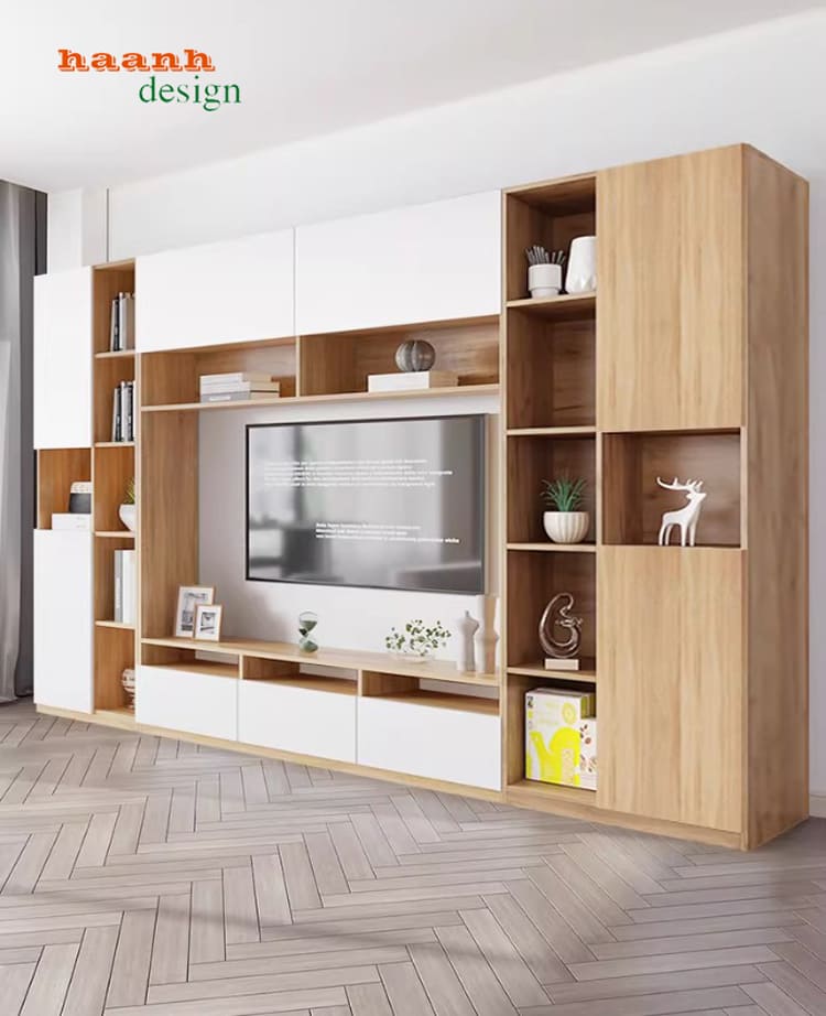 tủ tường gỗ công nghiệp sử dụng phụ kiện Hafele