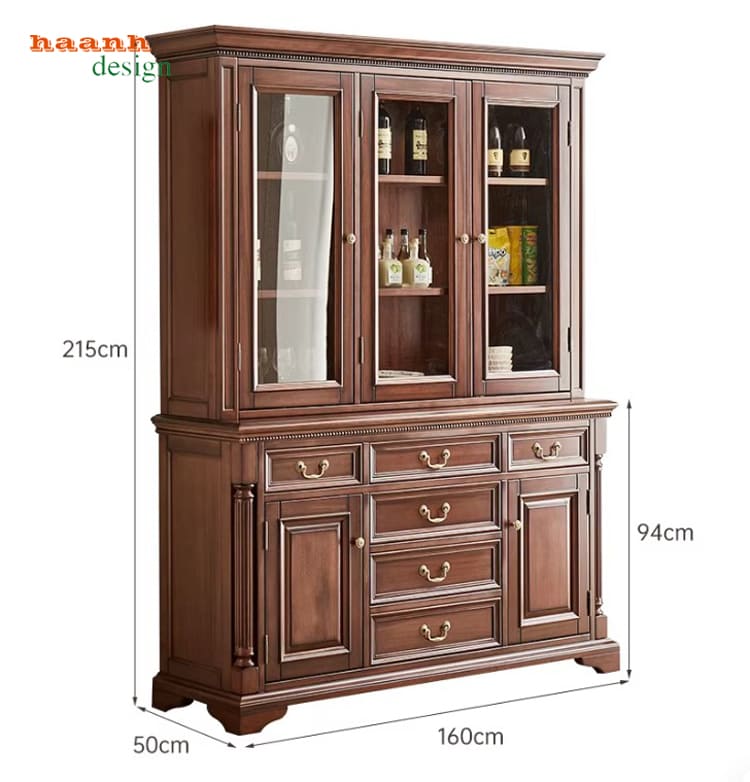 mẫu tủ rượu đẹp gỗ sồi tân cổ điển