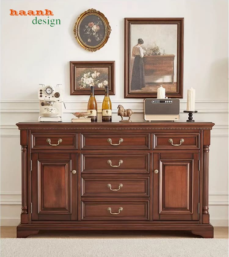 tủ rượu phòng khách gỗ sồi đẹp