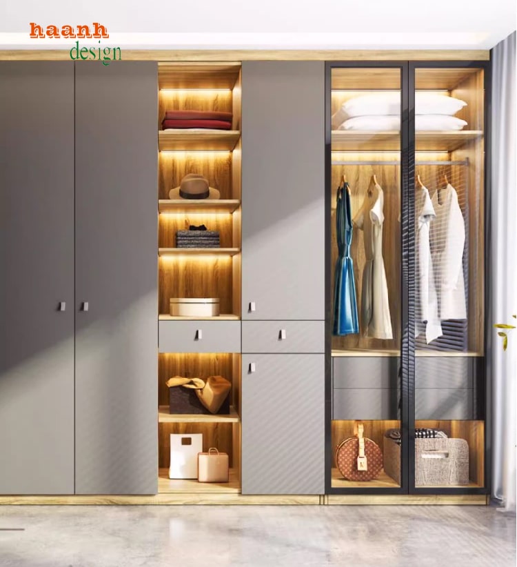 bản lề giảm chấn Cariny cao cấp cho tủ quần áo cánh kính