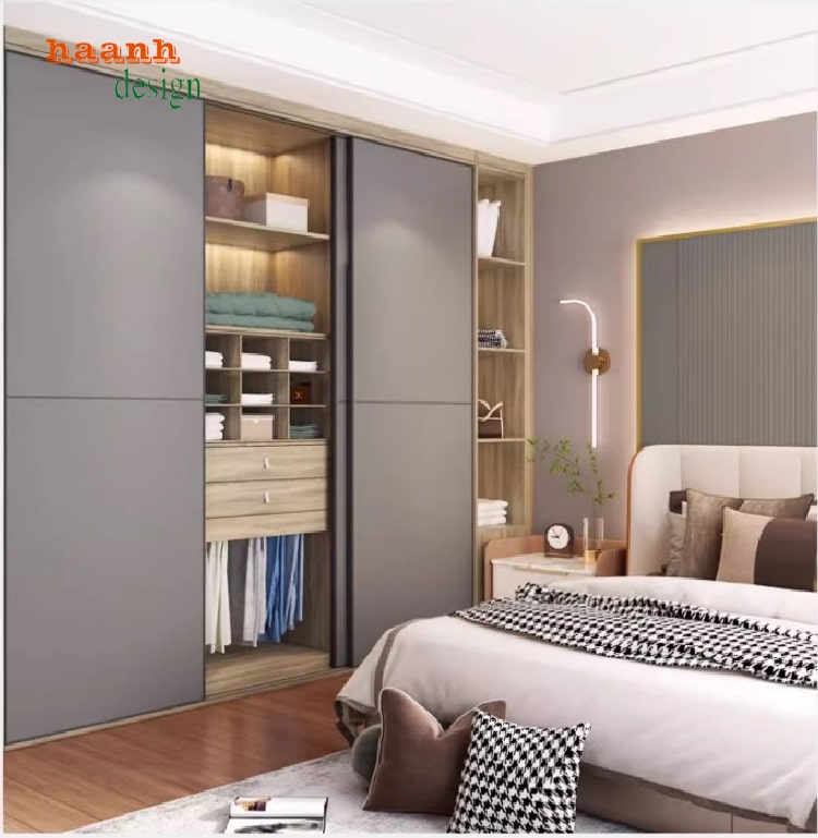 tủ quần áo cánh kính trong không gian nội thất cao cấp