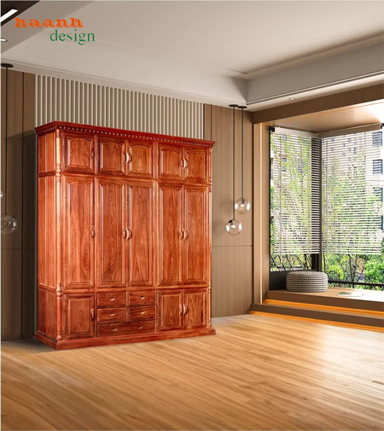 mẫu tủ quần áo gỗ hương đẹp gỗ nam phi
