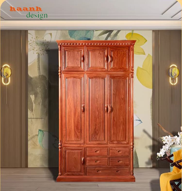 mẫu tủ quần áo gỗ hương đẹp sơn pu inchem