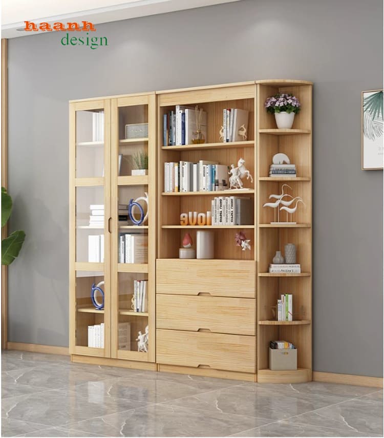 tủ kệ sách hiện đại sơn trắng cao cấp