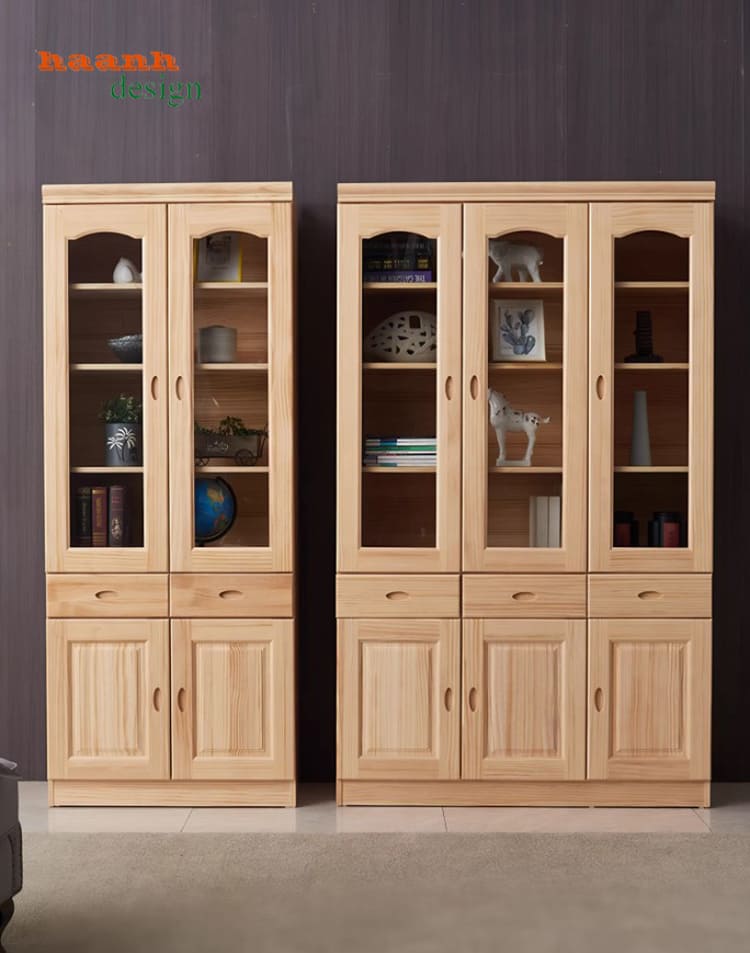 tủ sách gỗ sồi tự nhiên cao cấp