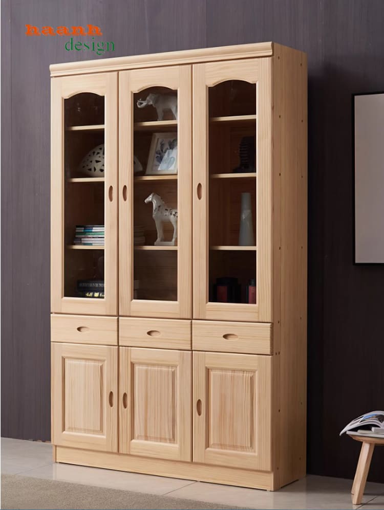 mẫu tủ sách gỗ sồi đẹp sơn pu inchem