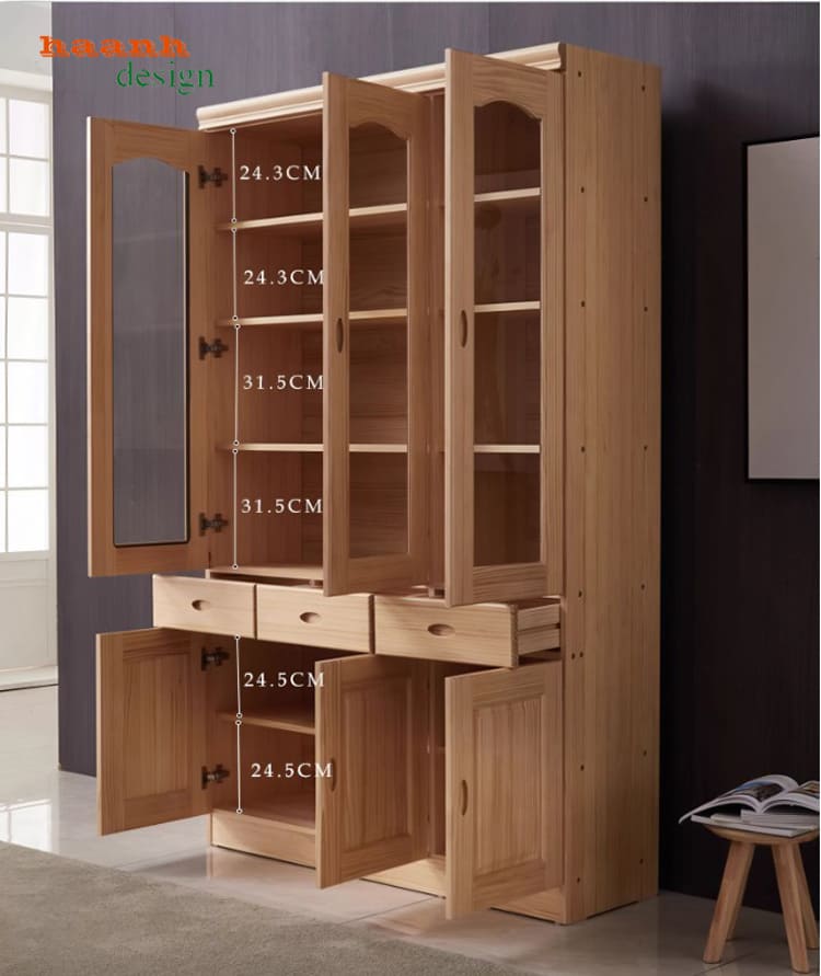 mẫu tủ sách gỗ sồi đẹp thiết kế hiện đại
