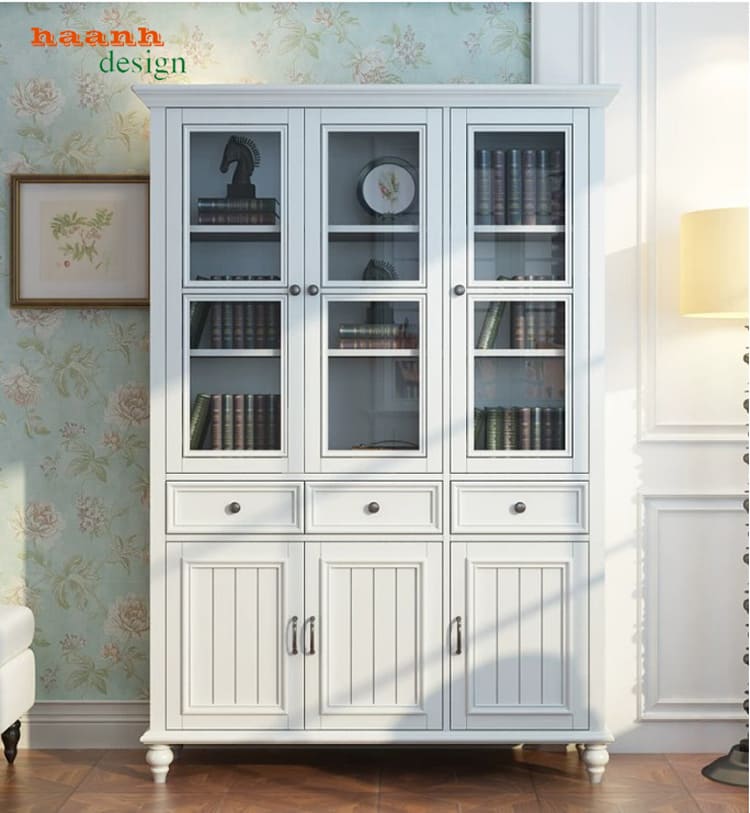 Kệ tủ sách đẹp thiết kế tân cổ điển chuẩn châu Âu-TST 009