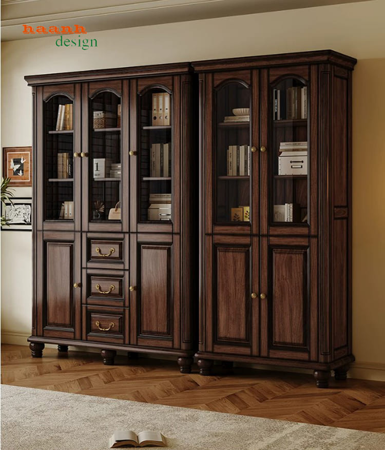 Góc nhìn chéo tủ sách TST 010 Tủ sách TST 010 nhìn chéo từ bên trái