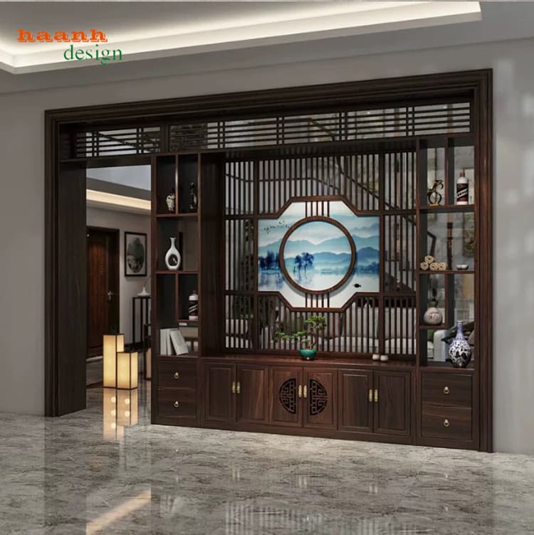 TGC 010 với bố cục mở trong phòng khách TGC 010 trong phòng khách với hệ nan rộng