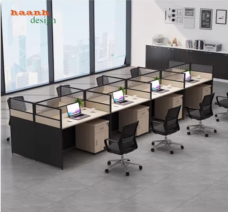 Vách ngăn bàn làm việc nhôm kính hiện đại, bền đẹp-VNN 004