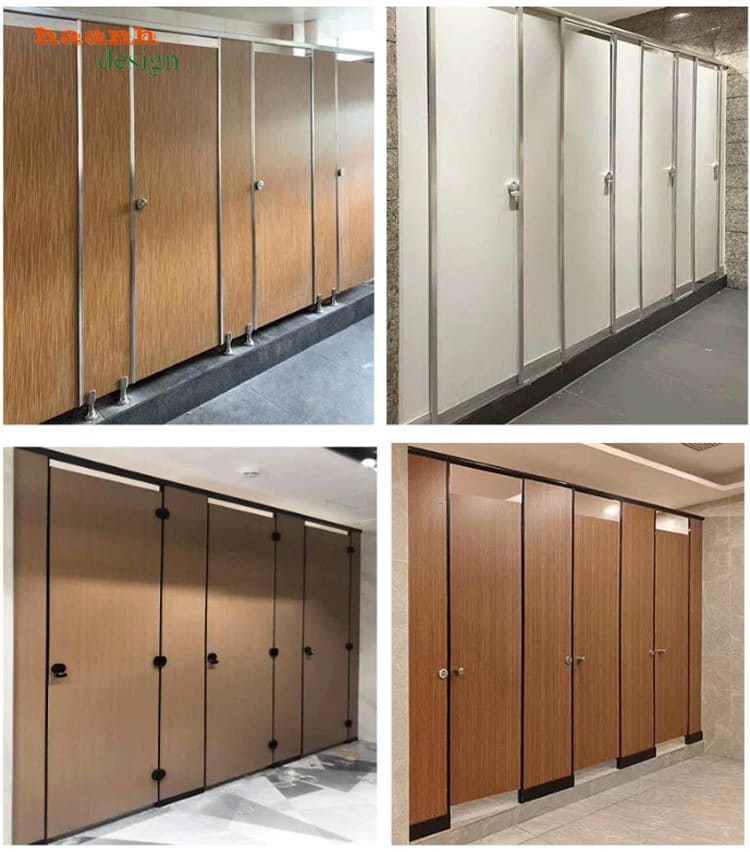VGS 003 - ảnh thực tế 6 Các mẫu vách ngăn vệ sinh tông nâu gỗ và kem