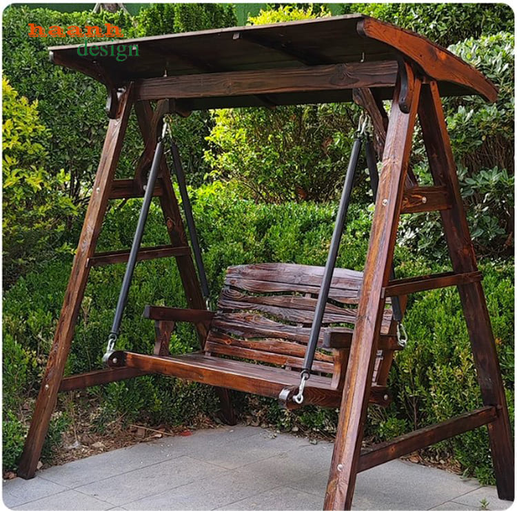 Mẫu xích đu gỗ đẹp sang trọng bằng gỗ teak tự nhiên-GNT 018