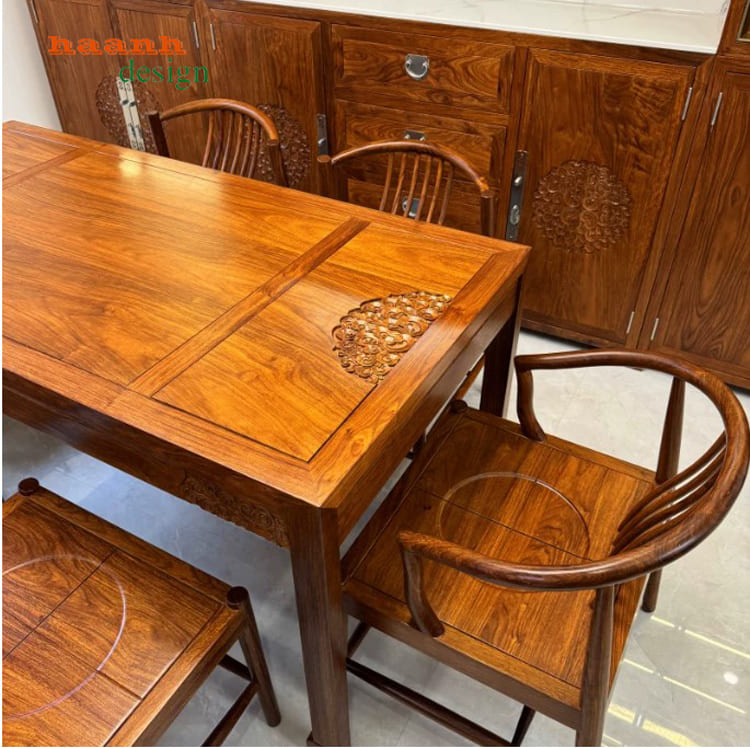 Ghế ăn tay cong phối cùng bàn gỗ gụ Ghế ăn tay cong phối cùng bàn gỗ gụ